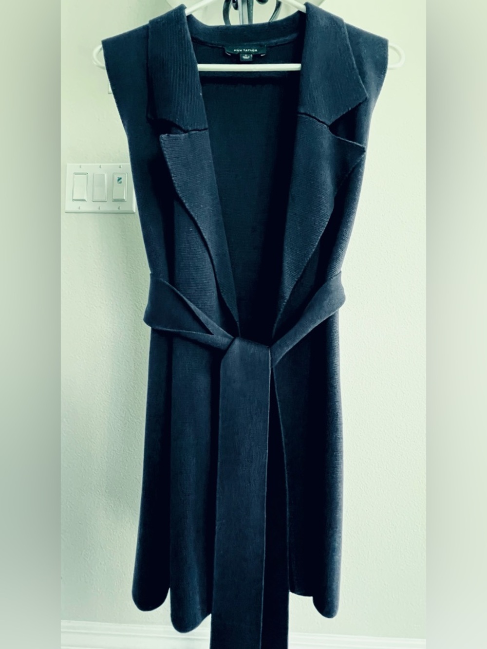 Ann Taylor Navy Knit Open-Front Vest Cardigan Top No Sleeves